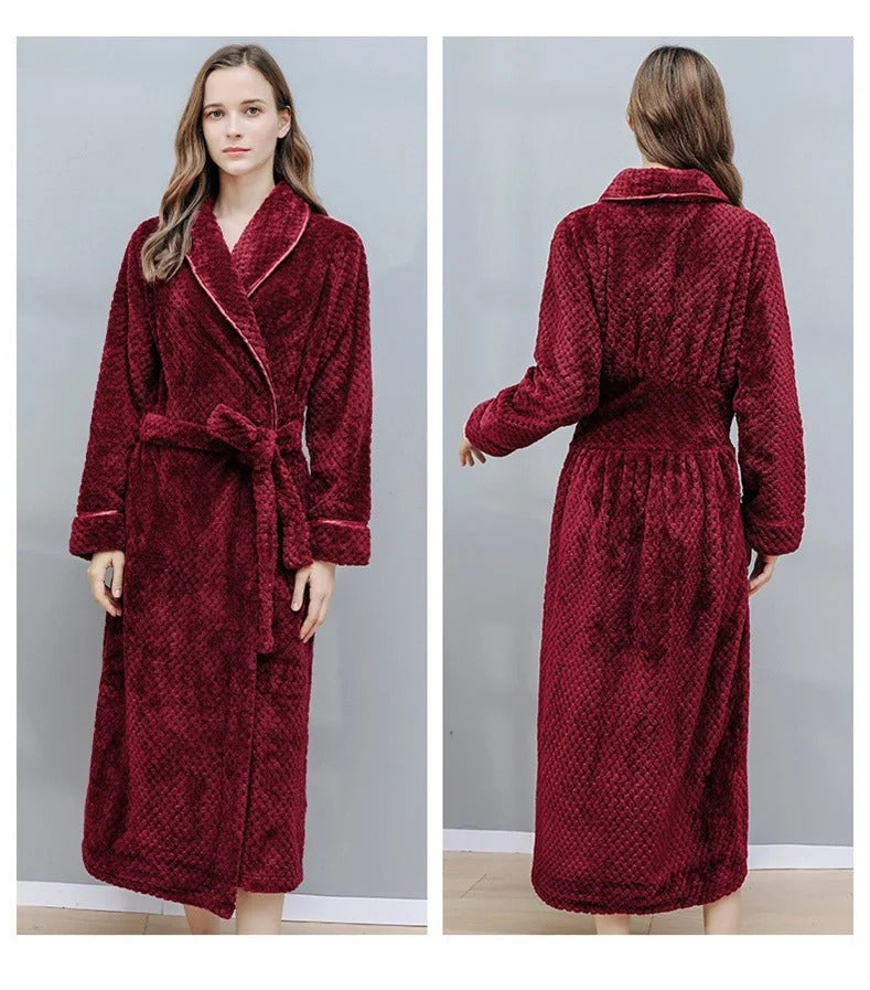 peignoir femme chaud flanelle - coloris bordeaux