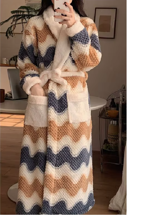 peignoir femme col chale chevrons - vue debout