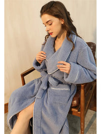 Thumbnail for peignoir de bain femme épais polaire bleu ciel - vue face