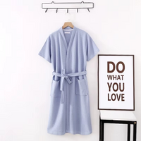 Thumbnail for peignoir de bain femme ete coton gaufre coloris bleu ciel - ambiance sortie de bain