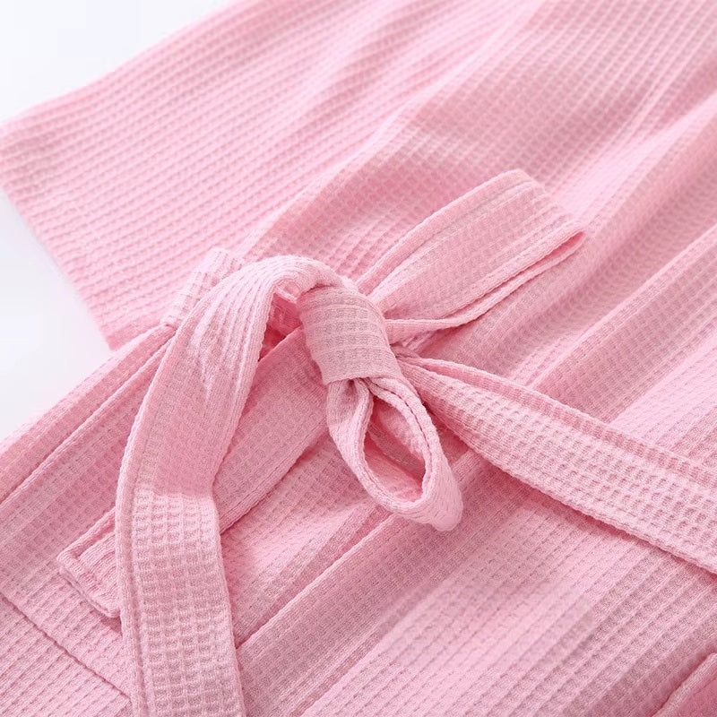 peignoir de bain femme ete coton gaufre - detail texture alvelee