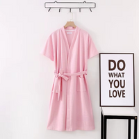 Thumbnail for peignoir de bain femme ete coton gaufre coloris rose - vue face