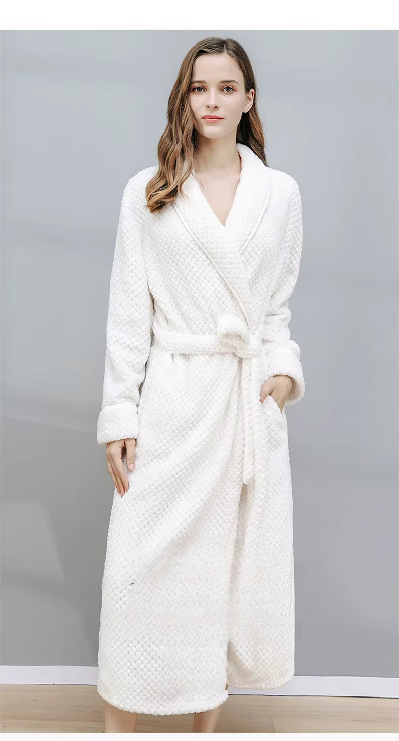 peignoir femme blanc long flanelle - vue face