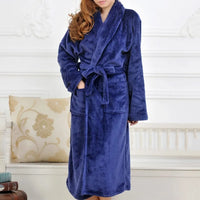 Thumbnail for peignoir de bain femme uni flanelle bleu - vue face