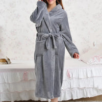 Thumbnail for peignoir de bain femme uni flanelle gris - vue face