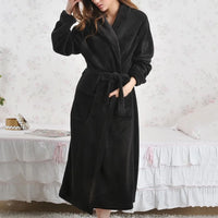 Thumbnail for peignoir de bain femme uni flanelle noir - vue face