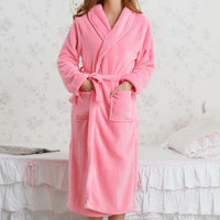 Thumbnail for peignoir de bain femme uni flanelle rose - vue face