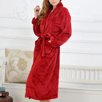 Thumbnail for peignoir de bain femme uni flanelle rouge - vue face