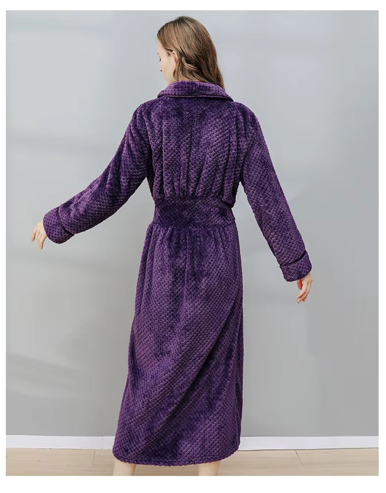 peignoir femme violet long flanelle - vue dos