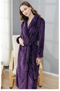 Thumbnail for peignoir femme violet long flanelle - vue face