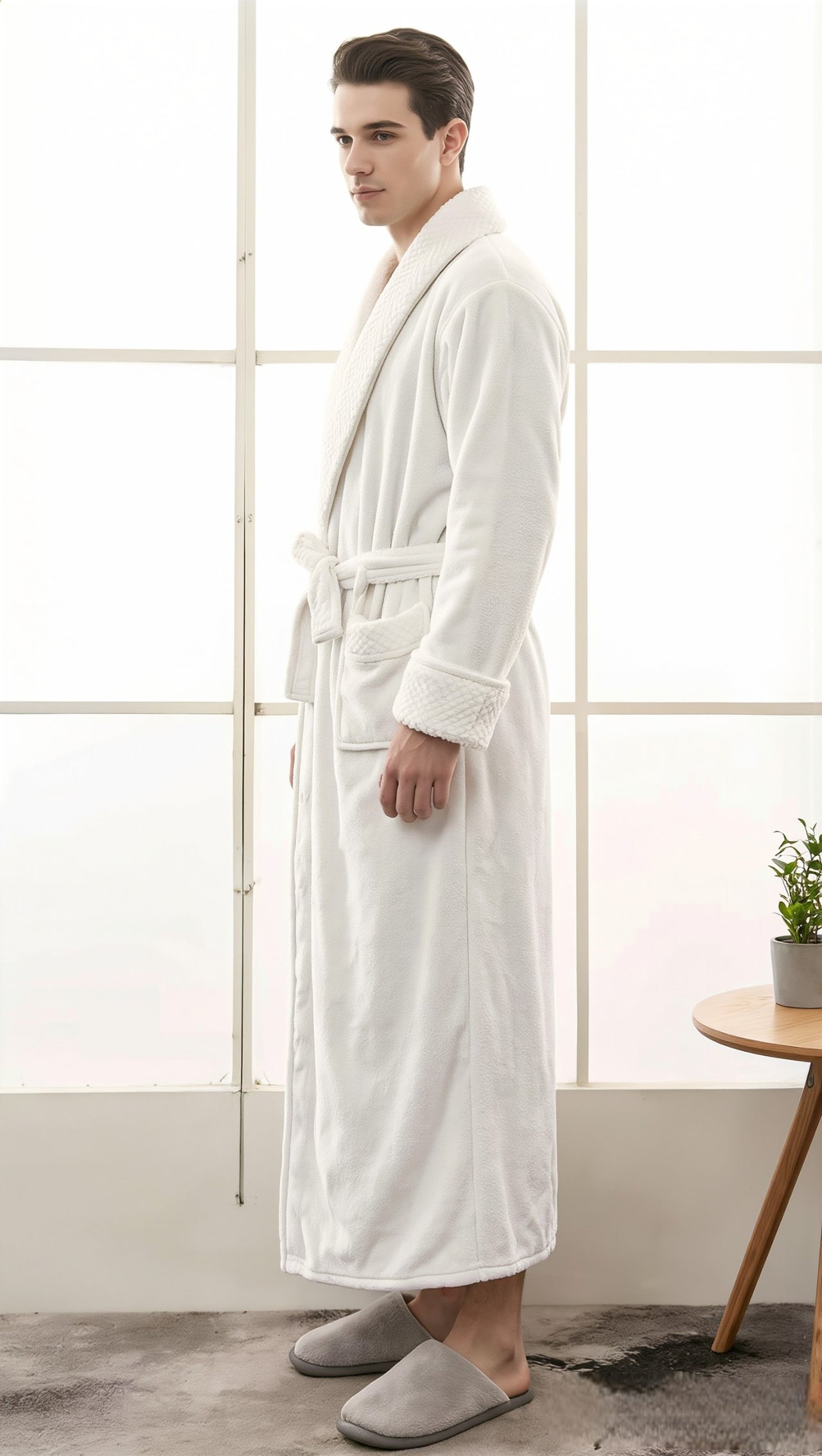 peignoir homme blanc cote