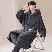 Thumbnail for peignoir homme capuche gris - vue face