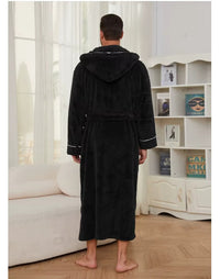 Thumbnail for peignoir homme capuche long noir - vue dos