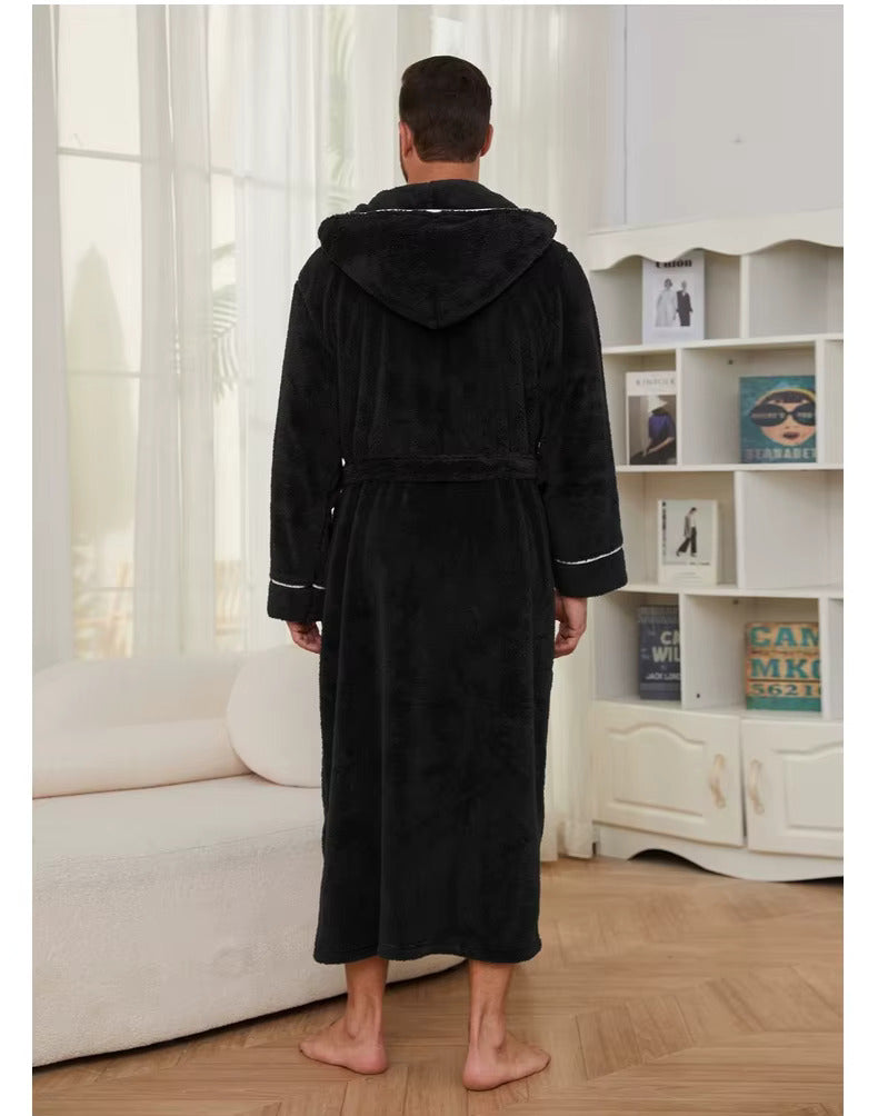 peignoir homme capuche noir - vue dos