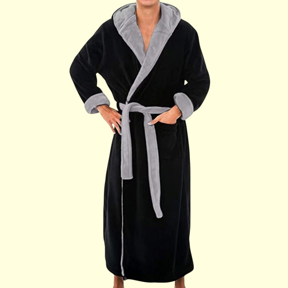 peignoir homme capuche noir gris