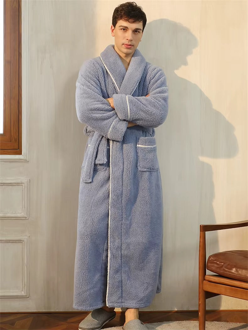 peignoir homme epais bleu