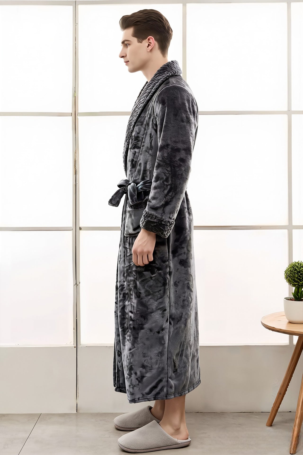peignoir homme gris cote