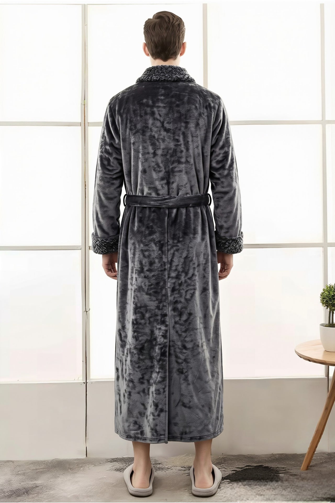 peignoir homme gris dos