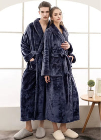 Thumbnail for peignoir homme long bleu fonce