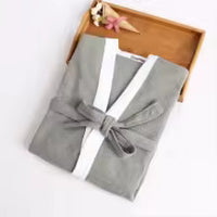 Thumbnail for peignoir homme nid abeille gris col blanc