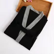 peignoir homme nid abeille noir plie