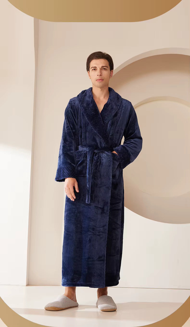 peignoir homme sortie de bain bleu marine