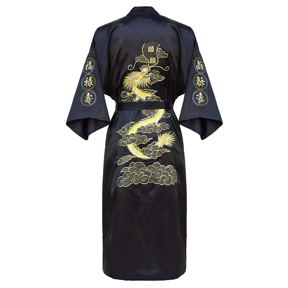 peignoir de bain homme motifs japonais dos noir