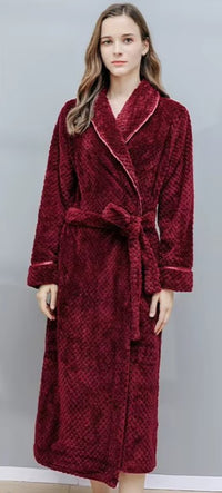 Thumbnail for peignoir femme bordeaux flanelle jacquard - vue face