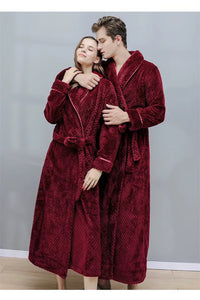 Thumbnail for peignoir femme bordeaux flanelle jacquard - couple