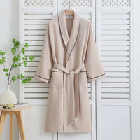 Thumbnail for peignoir femme leger coton gaufre - coloris beige