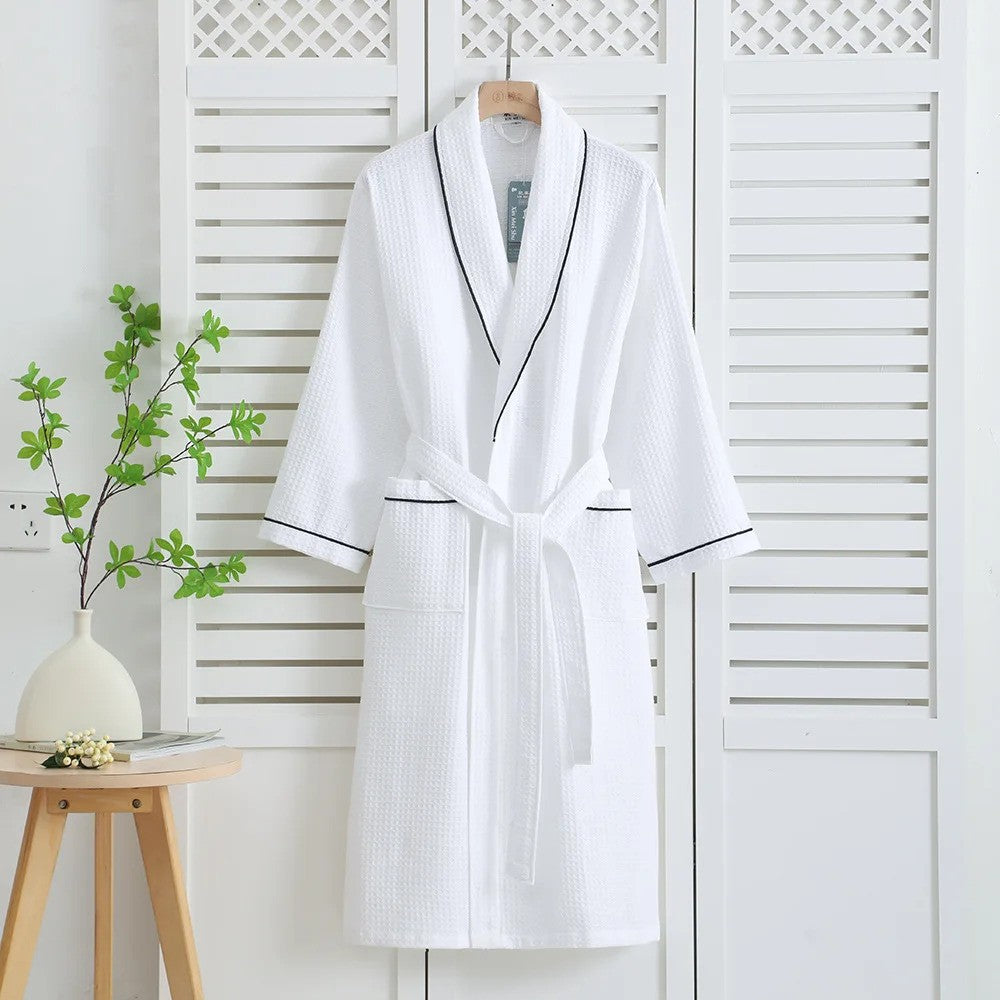 peignoir femme leger coton gaufre - coloris blanc