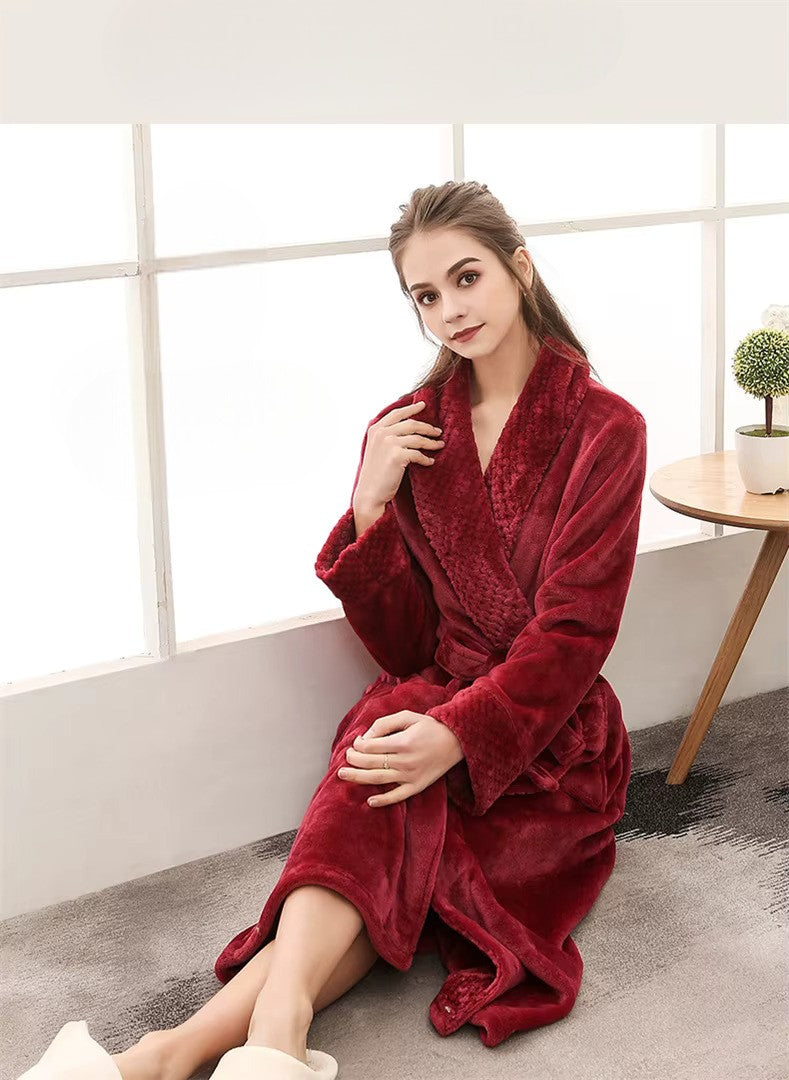 peignoir femme long bordeaux