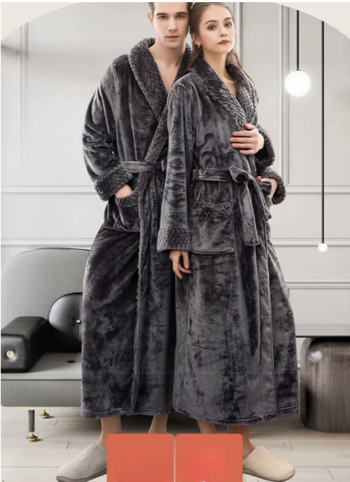 peignoir femme long gris