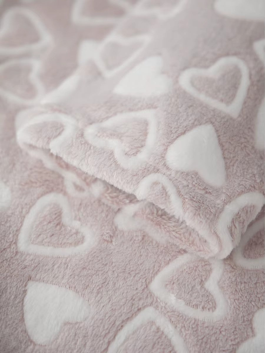 peignoir femme moelleux - detail texture cœurs