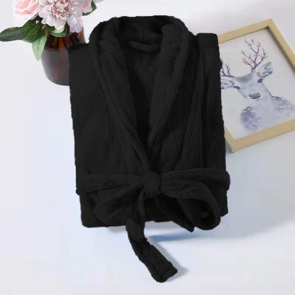 peignoir femme noir flanelle - vue plié
