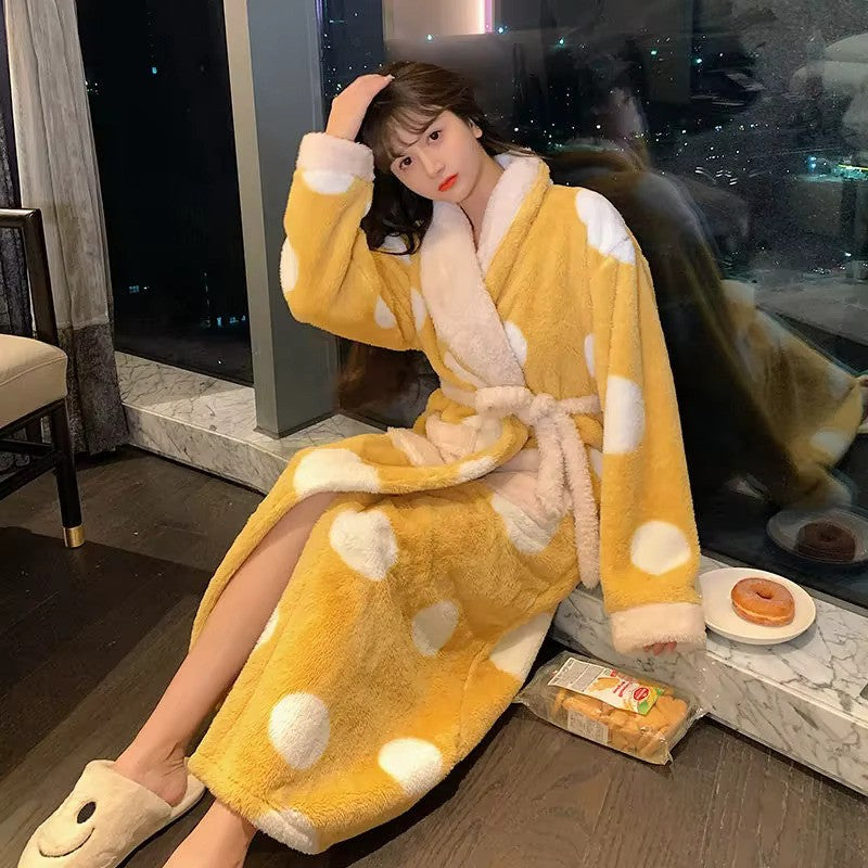 peignoir femme velours long - coloris jaune