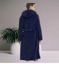 Thumbnail for Peignoir homme capuche uni — velours jacquard, M au 2XL