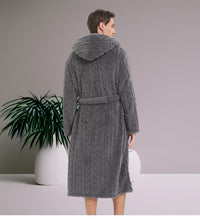 Thumbnail for Peignoir homme capuche uni — velours jacquard, M au 2XL